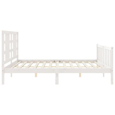 vidaXL Estrutura de cama com cabeceira 200x200cm madeira maciça branco