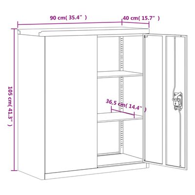 vidaXL Arquivador 90x40x145 cm aço preto