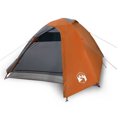 vidaXL Tenda de campismo p/ 2 pessoas tafetá 185T cinza/laranja