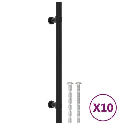 vidaXL Puxadores para móveis 10 pcs 160 mm aço inoxidável preto