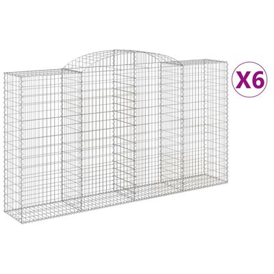 vidaXL Cestos gabião arqueados 6pcs 300x50x160/180cm ferro galvanizado