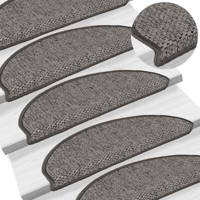 vidaXL Tapetes escada adesivos aspeto sisal 15 pcs bege/castanho