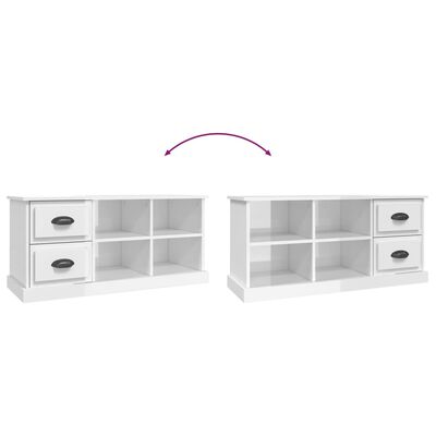 vidaXL Móvel p/ TV 102x35,5x47,5 cm derivados madeira branco brilhante