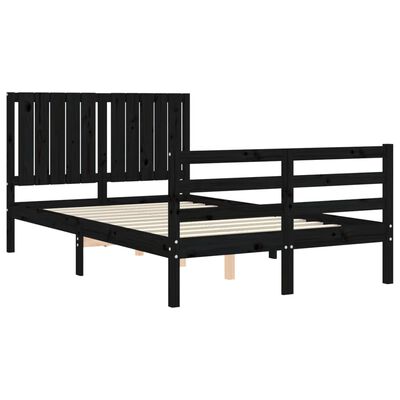 vidaXL Estrutura de cama com cabeceira 120x200cm madeira maciçao preto