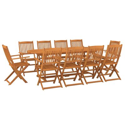 vidaXL 11 pcs conjunto de jantar para jardim 220x90x75cm acácia maciça