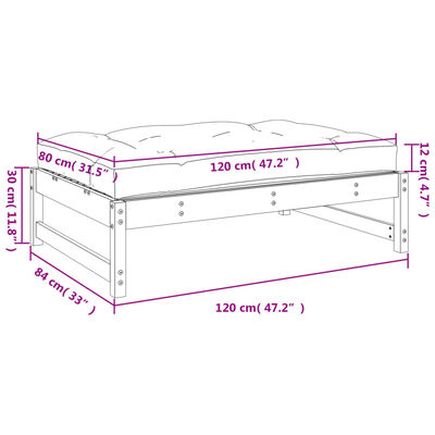 vidaXL Apoio de pés para jardim 120x80 cm pinho maciço branco