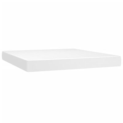 vidaXL Cama box spring c/colchão/LED 180x200cm couro artificial branco