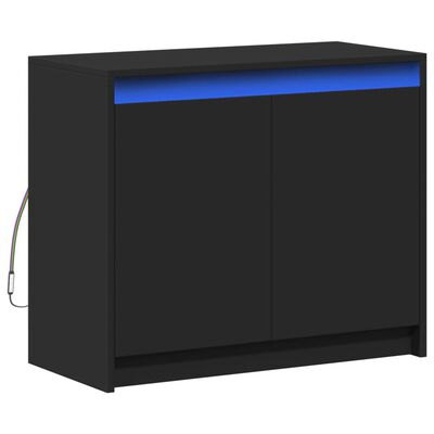 vidaXL Aparador c/ luzes LED 72x34x61 cm derivados de madeira preto