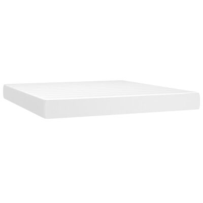 vidaXL Cama box spring c/colchão/LED 180x200cm couro artificial branco