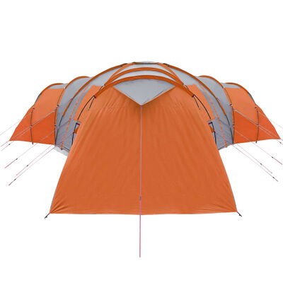 vidaXL Tenda familiar cúpula para 12 pessoas impermeável cinza/laranja