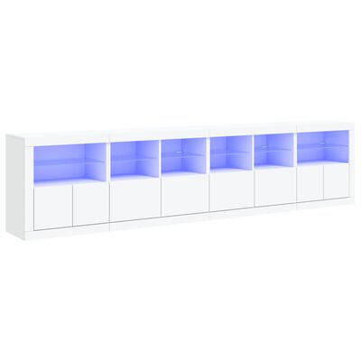 vidaXL Aparador com luzes LED 283x37x67 cm branco