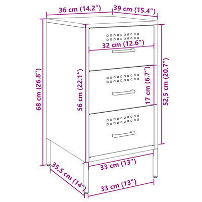 vidaXL Mesa de cabeceira 36x39x68 cm aço amarelo mostarda