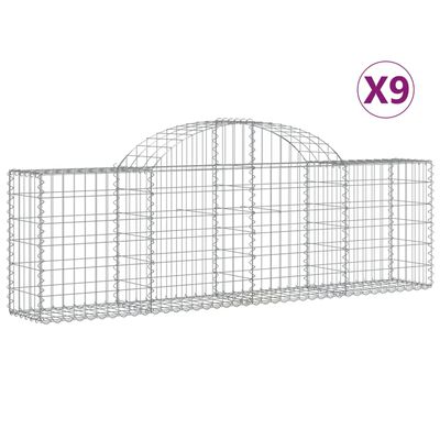 vidaXL Cestos gabião arqueados 9 pcs 200x30x60/80 cm ferro galvanizado