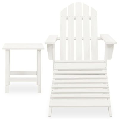 vidaXL Cadeira de jardim Adirondack c/ otomano e mesa abeto branco