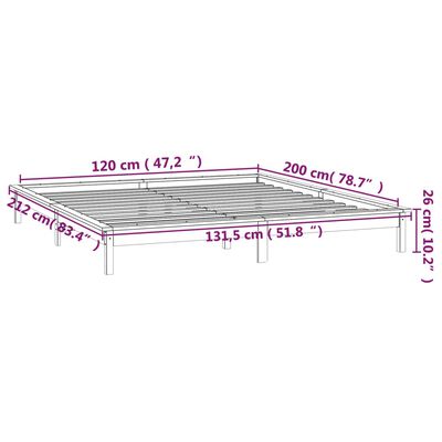 vidaXL Estrutura de cama com luzes LEDs 120x200 cm madeira maciça