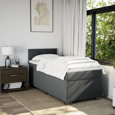 vidaXL Cama com molas/colchão 100x200 cm tecido cinza-escuro