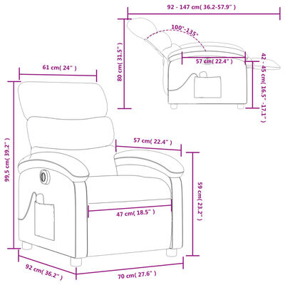 vidaXL Poltrona massagens reclin. elétrica couro artif. vermelho-tinto