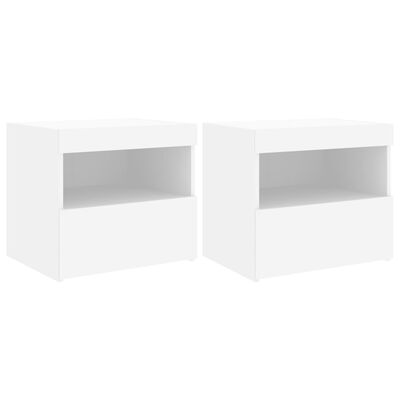 vidaXL Mesas de cabeceira c/ luzes LED 2 pcs 50x40x45 cm branco