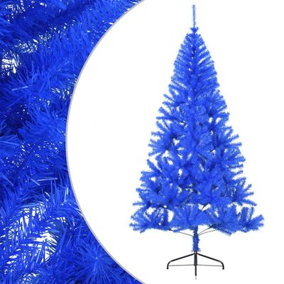 vidaXL Meia árvore de Natal artificial com suporte 240 cm PVC azul