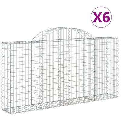 vidaXL Cestos gabião arqueados 6pcs 200x30x100/120cm ferro galvanizado