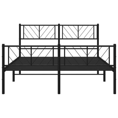 vidaXL Estrutura de cama com cabeceira e pés 135x190 cm metal preto