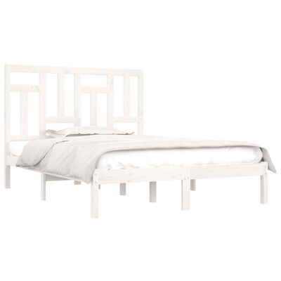 vidaXL Estrutura de cama king 150x200 cm pinho maciço branco