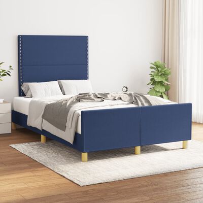 vidaXL Estrutura de cama com cabeceira 120x190 cm tecido azul