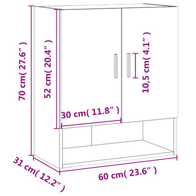 vidaXL Armário parede 60x31x70 cm derivados de madeira branco