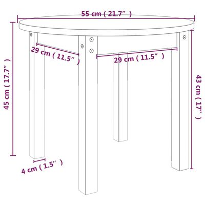 vidaXL Mesa de centro Ø 55x45 cm madeira de pinho maciça preto