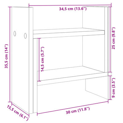 vidaXL Organizador secretária 34,5x15,5x35,5 cm deriv. madeira branco