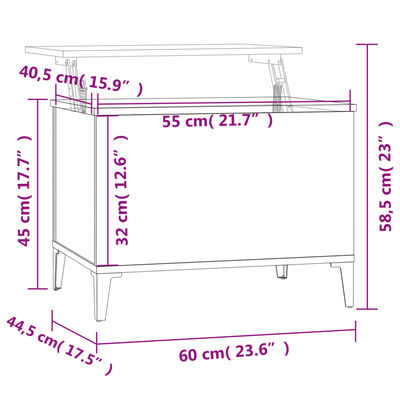 vidaXL Mesa centro 60x44,5x45 cm derivados madeira carvalho castanho