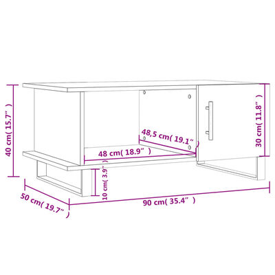 vidaXL Mesa de centro 90x50x40 cm madeira processada branco brilhante