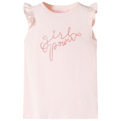 T-shirt para criança manga com folhos rosa-suave 128