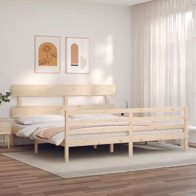 vidaXL Estrutura de cama com cabeceira 200x200 cm madeira maciça