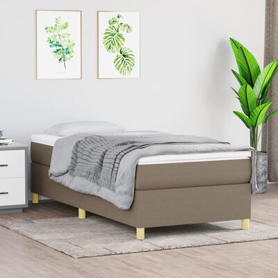 vidaXL Cama com molas/colchão 90x200 cm tecido castanho-acinzentado