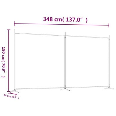 vidaXL Divisória/biombo com 2 painéis 348x180 cm tecido castanho