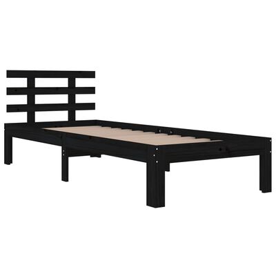 vidaXL Estrutura de cama solteiro 90x190 cm madeira maciça preto