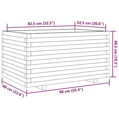 vidaXL Vaso/floreira de jardim 90x60x49,5 cm madeira de douglas maciça