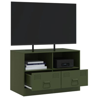 vidaXL Móvel de TV 67x39x44 aço verde azeitona