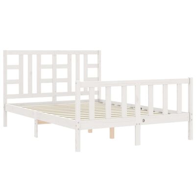 vidaXL Estrutura de cama com cabeceira 140x190cm madeira maciça branco