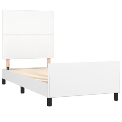 vidaXL Estrutura de cama c/ cabeceira couro artificial 90x190cm branco