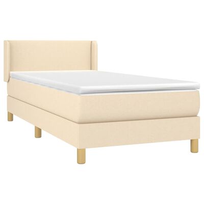 vidaXL Cama com molas/colchão 100x200 cm tecido cor creme