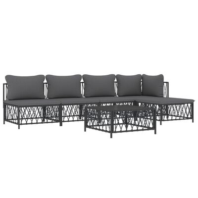 vidaXL 6 pcs conjunto lounge de jardim com almofadões aço antracite