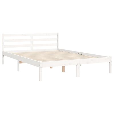 vidaXL Estrutura de cama com cabeceira 140x200cm madeira maciça branco