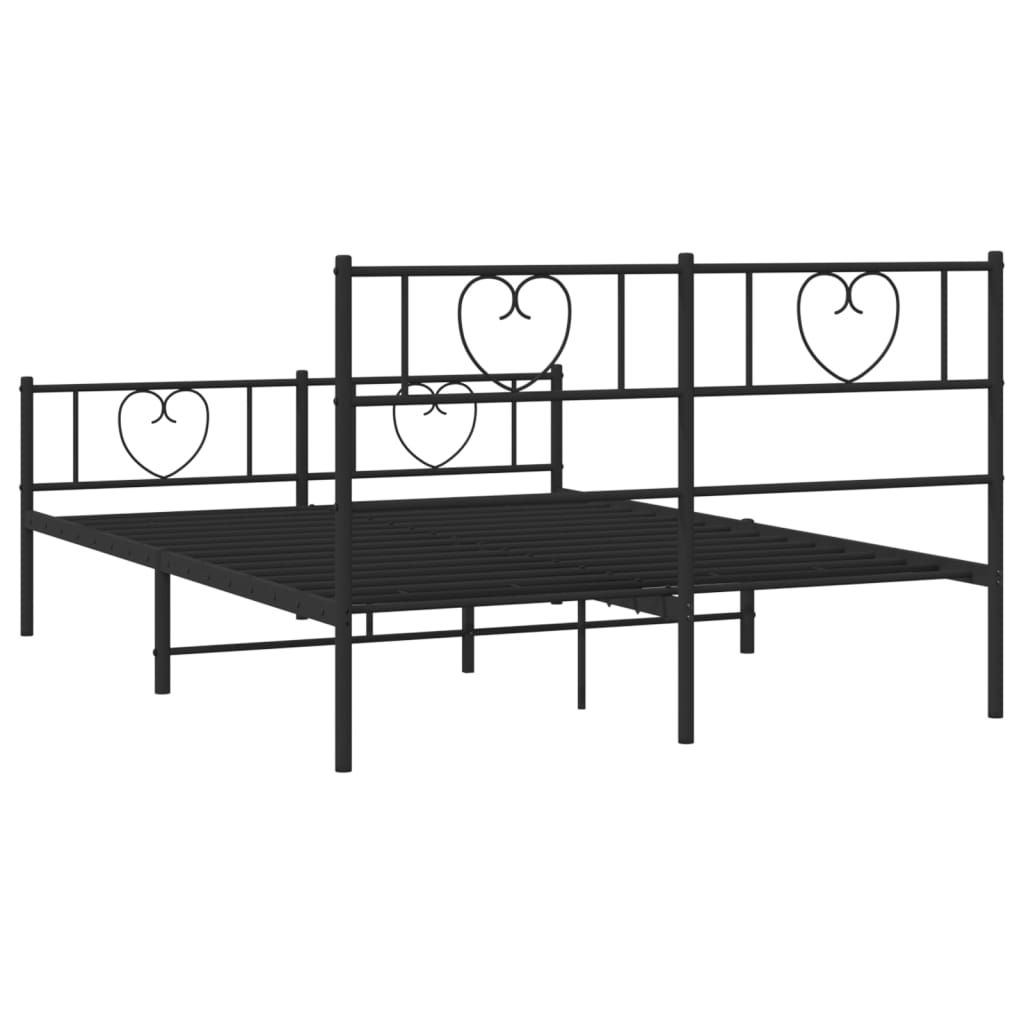 vidaXL Estrutura de cama com cabeceira e pés 135x190 cm metal preto