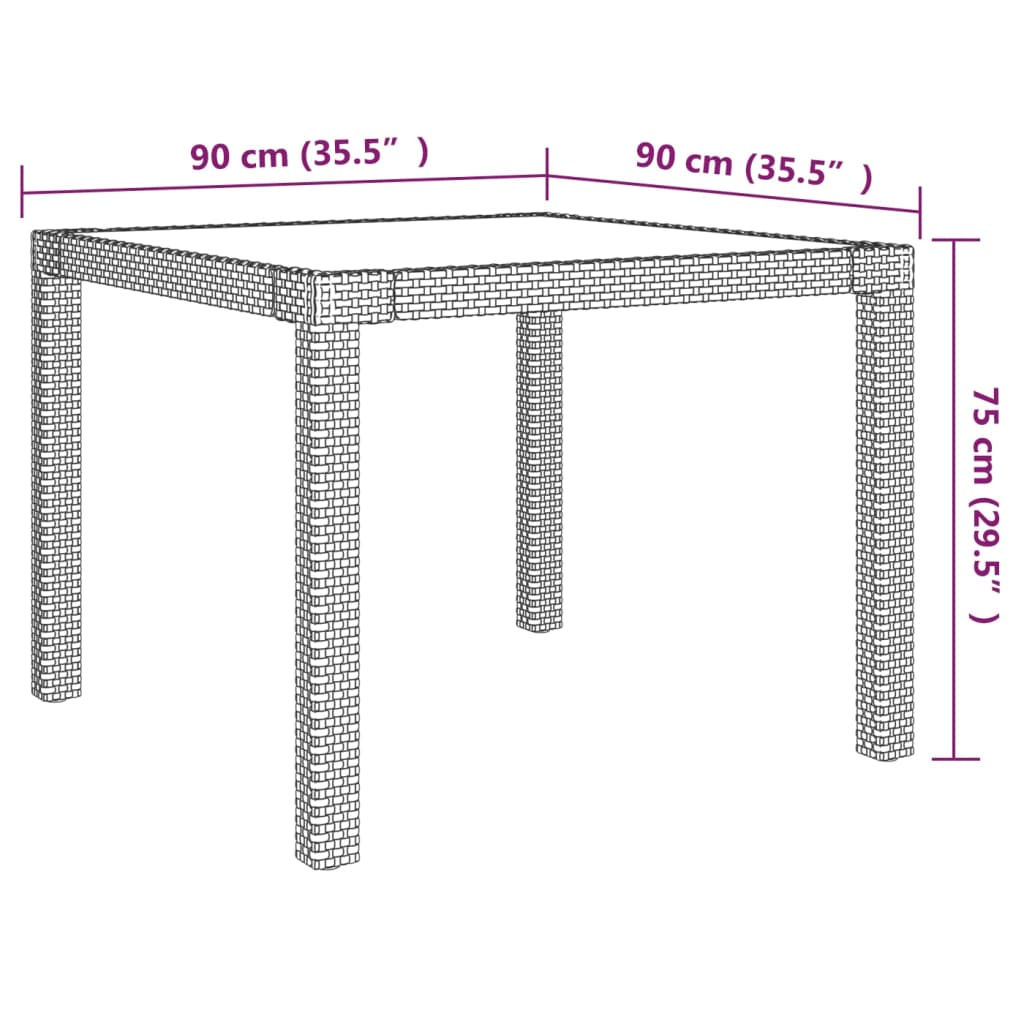 vidaXL 5pcs conjunto de jantar p/ exterior c/ almofadões vime PE cinza