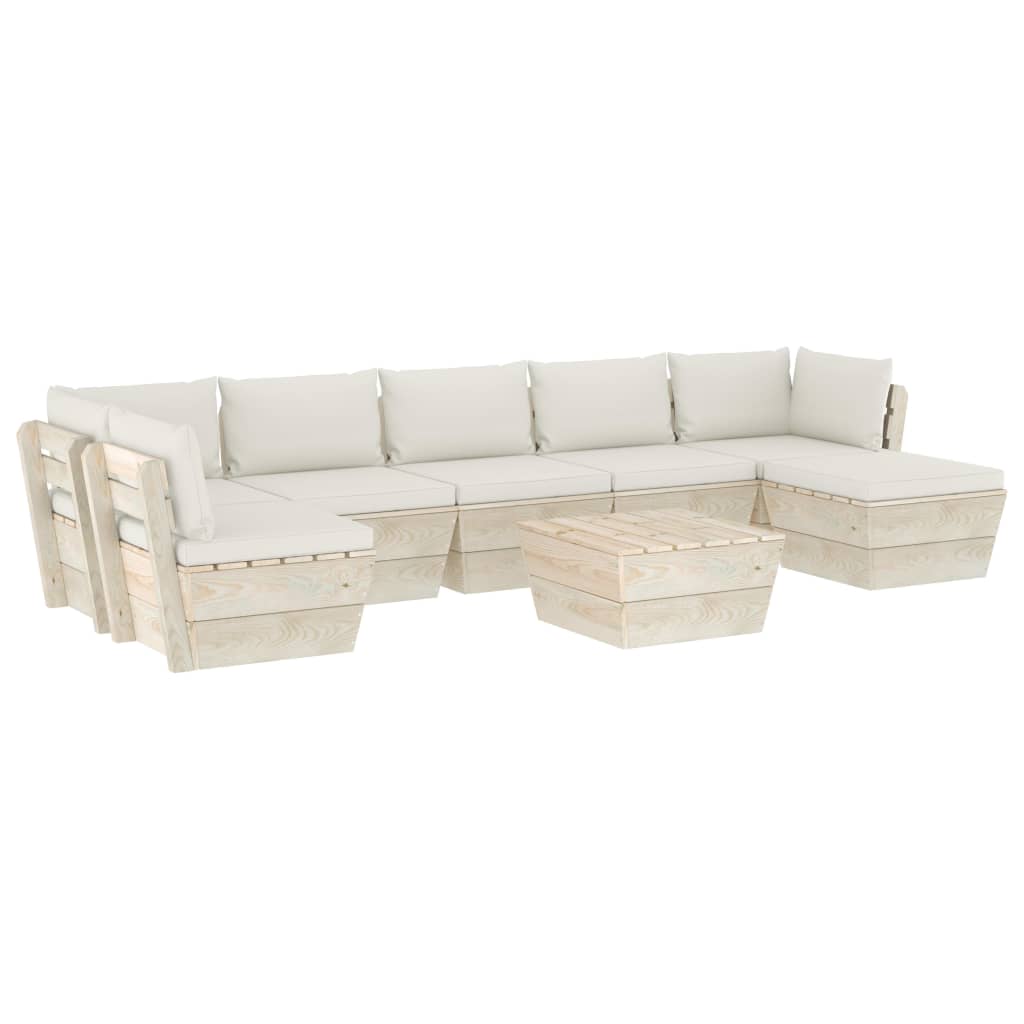 vidaXL 8 pcs conjunto lounge de paletes + almofadões madeira de abeto