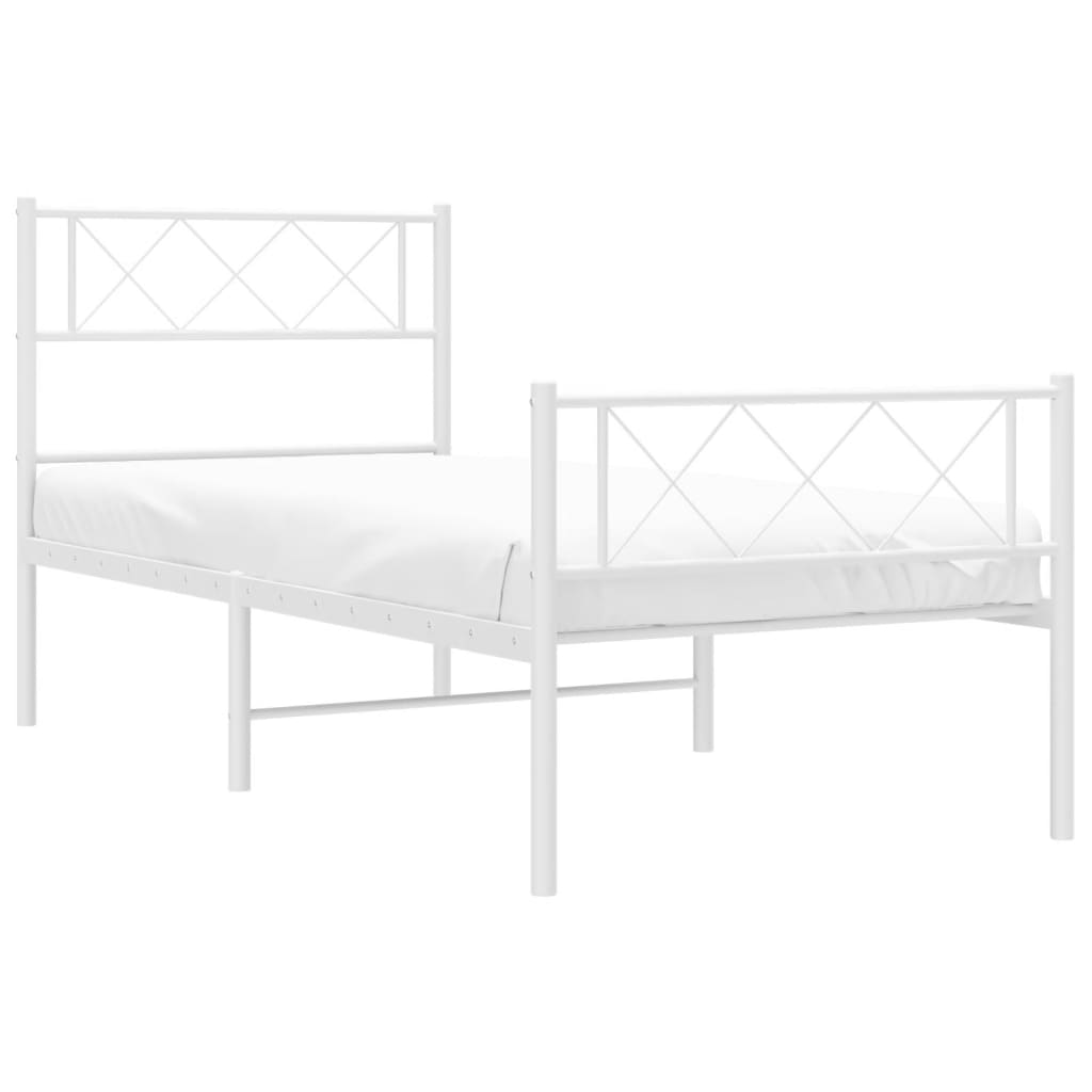 vidaXL Estrutura de cama com cabeceira e pés 100x200 cm metal branco