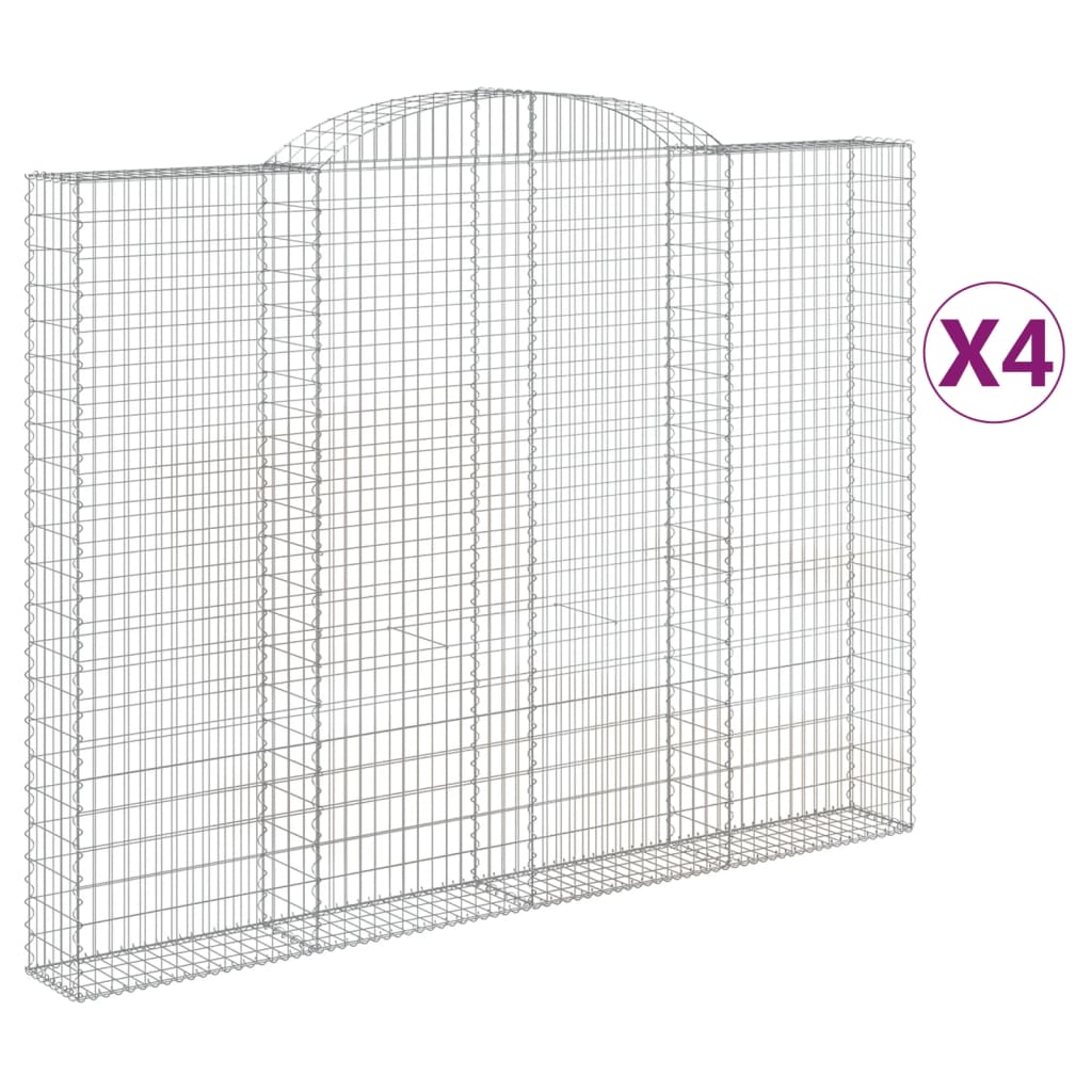 vidaXL Cestos gabião arqueados 4pcs 300x30x220/240cm ferro galvanizado