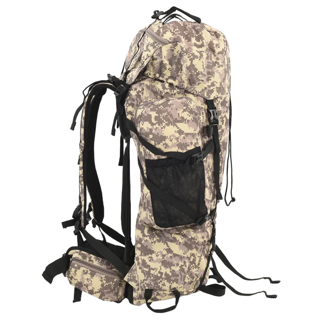 vidaXL Mochila para caminhadas 60 L tecido oxford camuflagem castanha